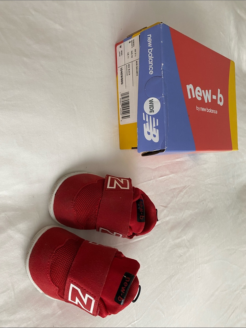 New Balance new-b Red Baby Sneakers with White Accents WIDE width